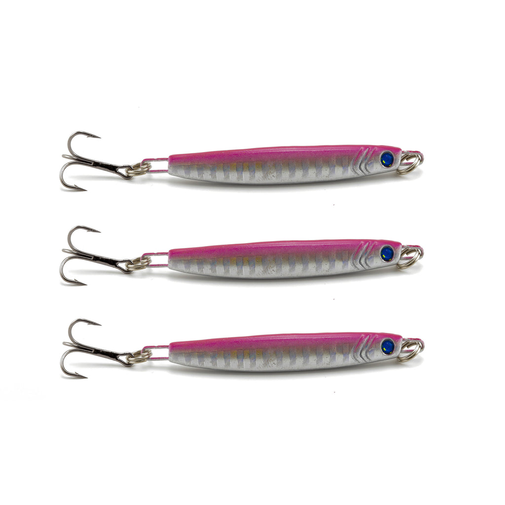 Salmon Darts 14g - Pink/Silver (3 Lures PLUS Tackle Box)
